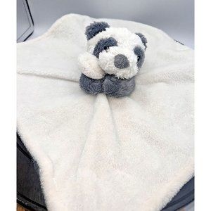 Carters Gray White Panda Bear Plush Baby Lovey Security Blanket Cuddle Teddy 14"